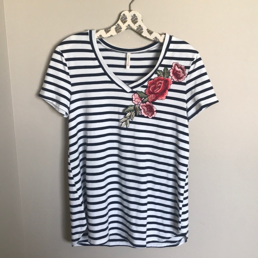 Floral stripe Boutique Top size Small EUC